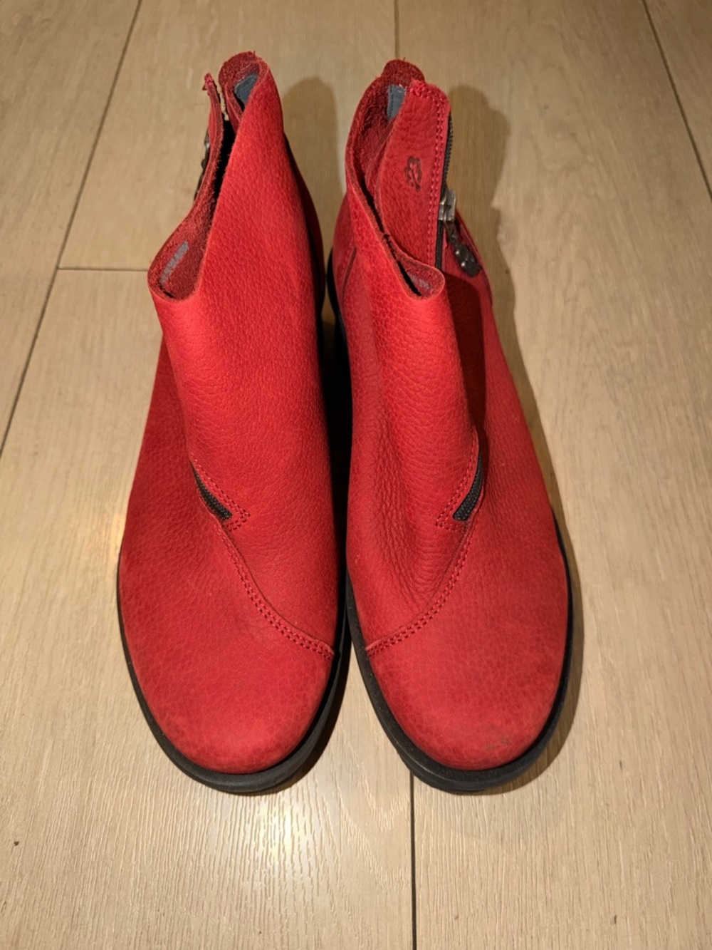 Bold Red Women's Ankle Booties with Side Zip